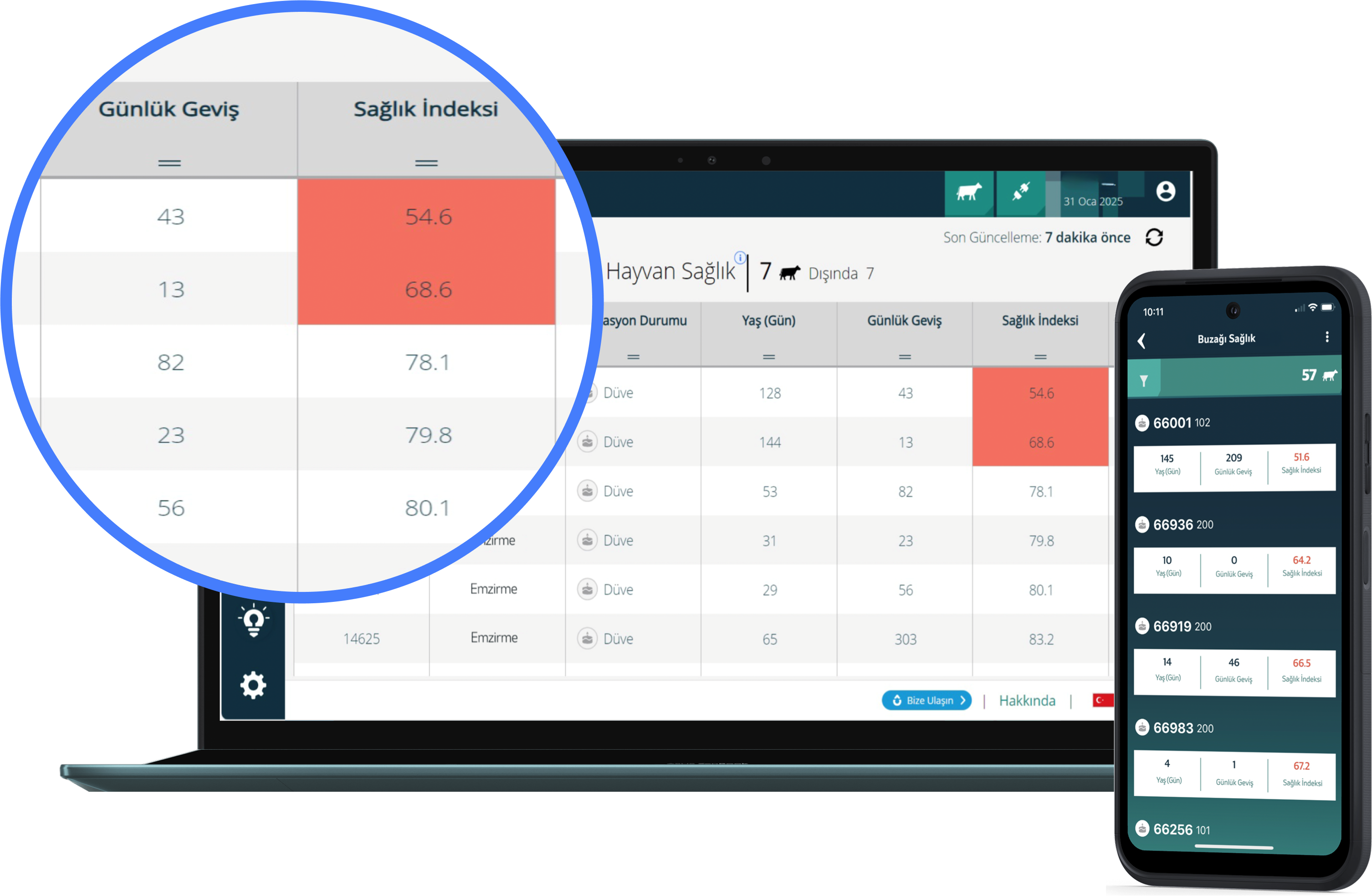 Laptop and phone showing table of data