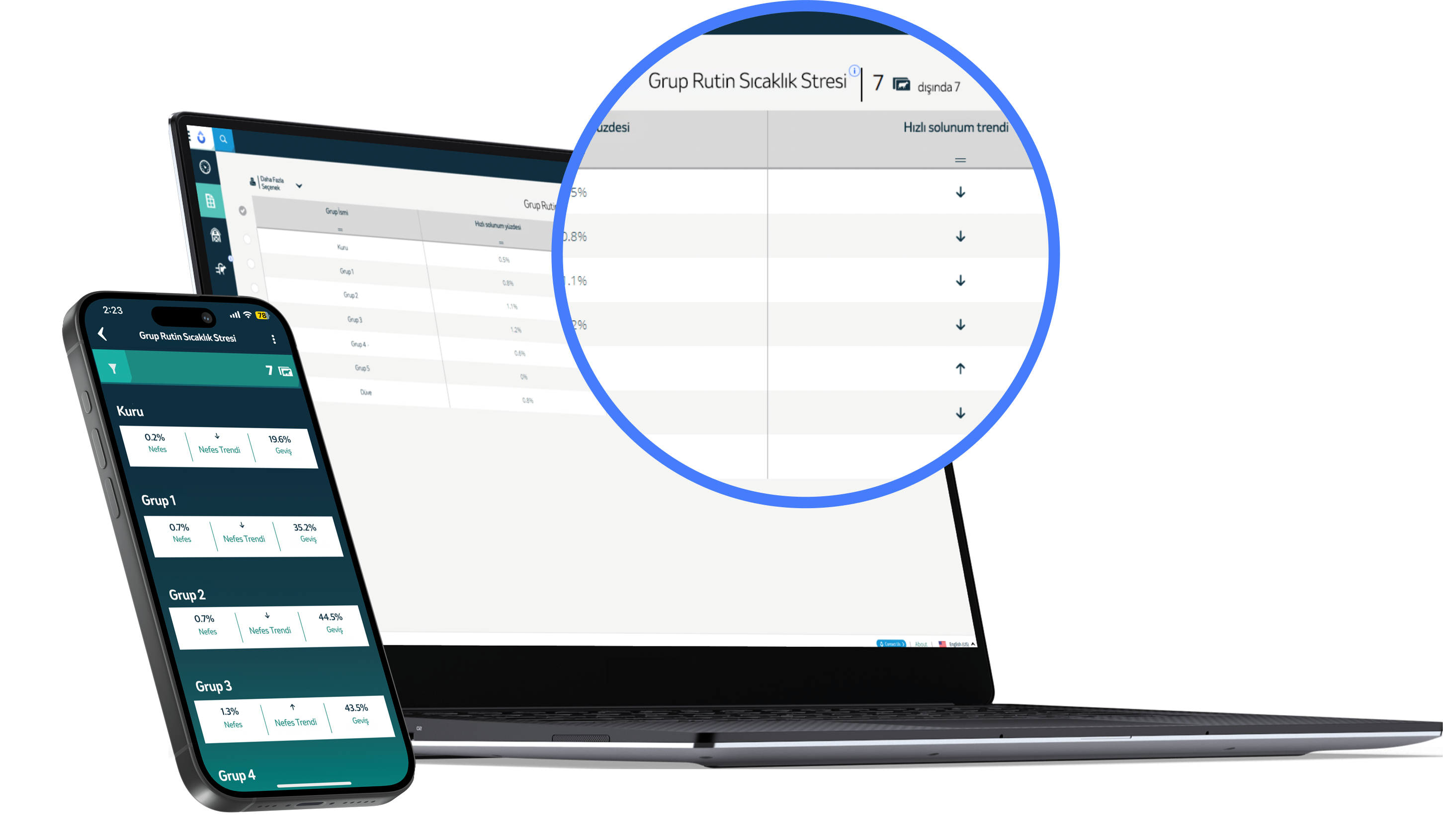 laptop and mobile phone with data